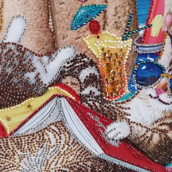 Bejeweled Cats on a Beach Art - Picture 2 of 15